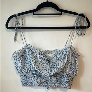 Princess Polly Sz 6 Floral Blue and White Women's Crop Top